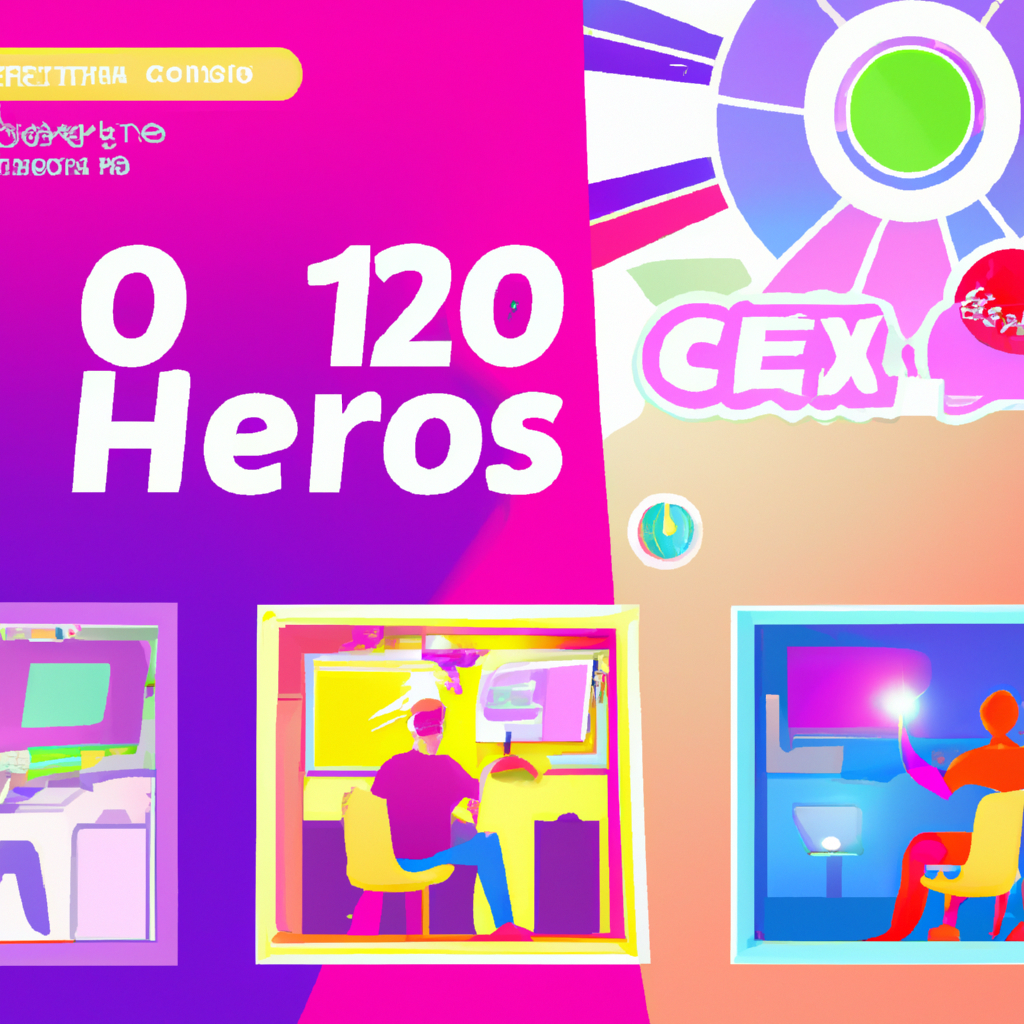 ArcadeBloom hero artwork: neon arcade scene with players